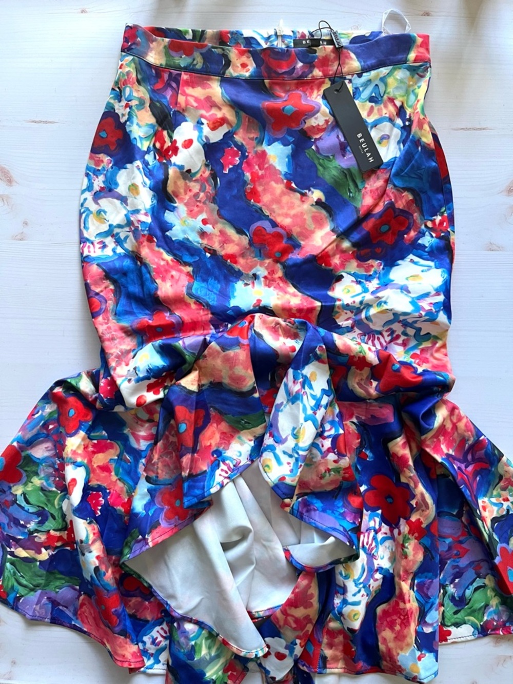 Beulah Style- Floral High-Waist Mermaid Skirt